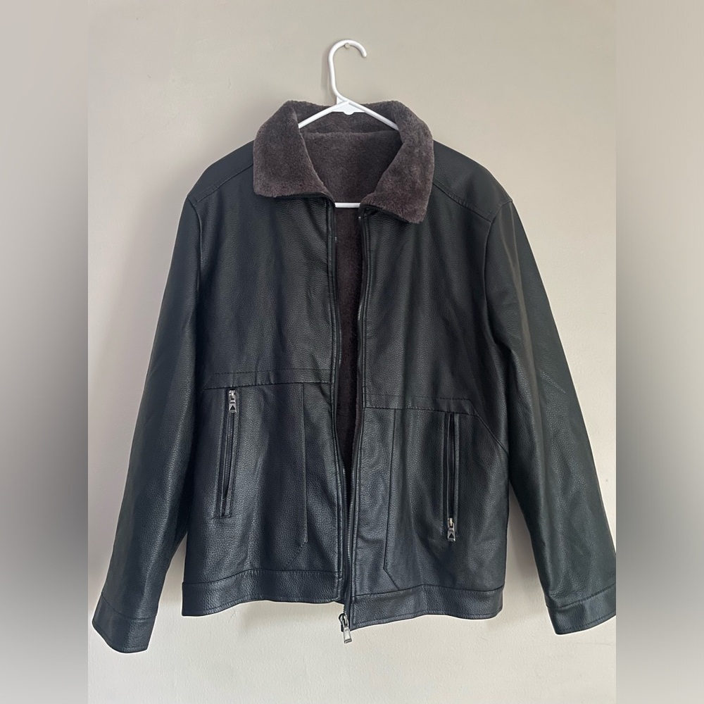 Synthetic Leather Fleece Jacket *Never Worn*